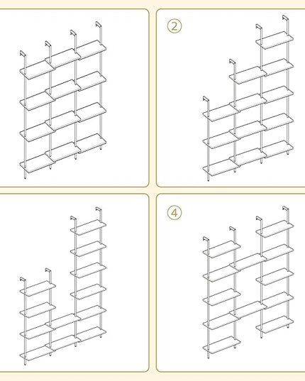 HOOBRO DIY Ladder Shelf, 6-Tier Wooden Wall Mounted Bookshelf, Narrow Gold Bookcase, Display Shelf, Storage Rack, Plant Stand, for Living Room, Bedroom, Study, Balcony, Marble and Gold DM651CJ01 - LeafyLoom