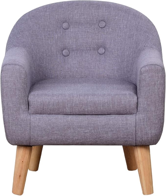 Single Linen Fabric Kids Armchair, Toddler Sofa and Couch with Wooden Legs, Children Chair Seat for Children Gift (Gray) - LeafyLoom