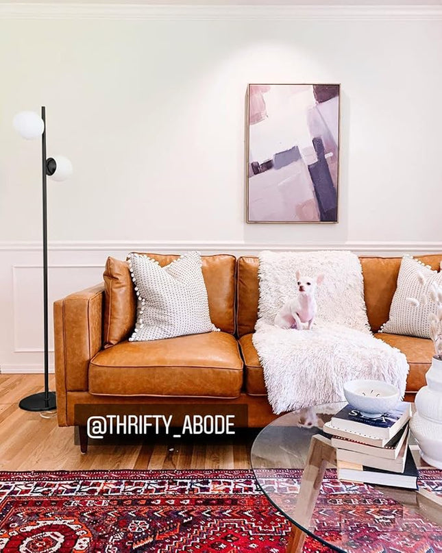 Brightech Sphere - Mid Century Modern 2 Globe Floor Lamp for Living Room Bright Lighting - Contemporary LED Standing Light for Bedrooms & Offices - Black Indoor Pole Light - LeafyLoom