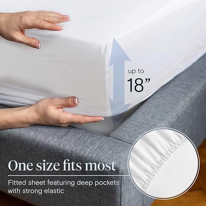 LuxClub 6 PC King Size Sheet Set Bed Sheets Deep Pockets 18" Eco Friendly Wrinkle Free Cooling Bed Sheets Machine Washable Hotel Bedding Silky Soft - Snow White King - LeafyLoom