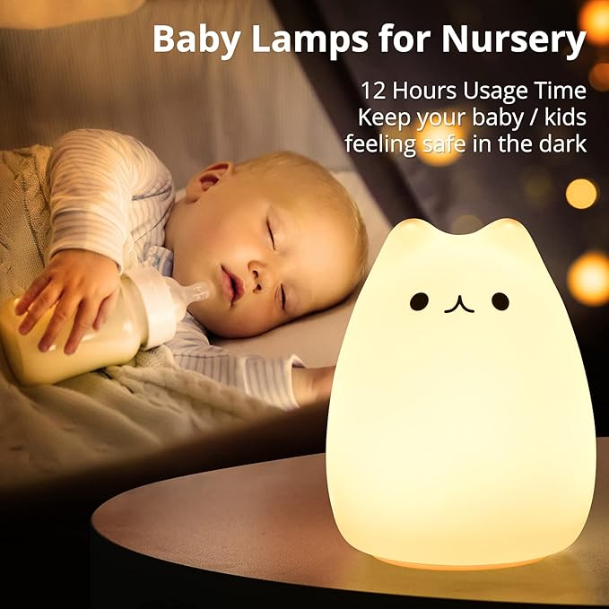 GoLine Cute Night Lights for Kids, Kawaii Decor Cat Lamp,Best Christmas Birthday Gifts for Girls Baby Women Wife (Mini Size) - LeafyLoom