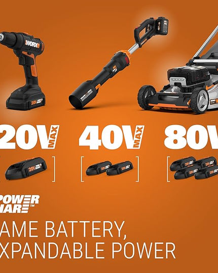 WORX Cordless Leaf Blower 20V WORXAIR Turbine Blower WG547.2 for Lawn Care Yard Work, 2 Variable Speed Control, 1 * 4.0 Ah Battery & Charger Included - LeafyLoom