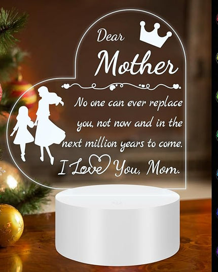 Mom Gift from Daughter Son, Unique Birthday Thanksgiving Christmas Gifts for Mom, Personalized Engraved Acrylic Night Light Mom Gift, Mothers Day Gift Ideas - LeafyLoom