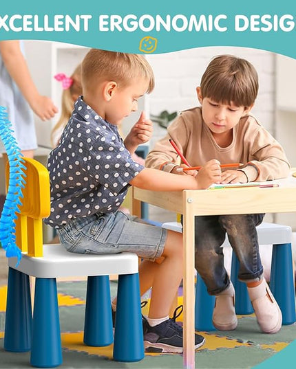 2 Pcs Plastic Toddler Chairs: Kids Chair for Table Birthday Gifts Step Stool Lightweight Indoor Outdoor School Playroom Nursery Beach Camping Activity Small Chair for Kids Boys Girls Age 3-10 - LeafyLoom