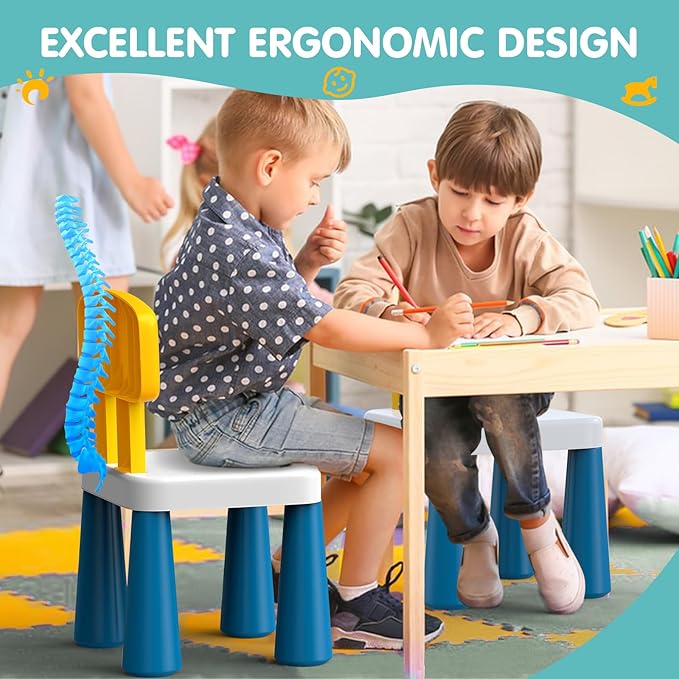 2 Pcs Plastic Toddler Chairs: Kids Chair for Table Birthday Gifts Step Stool Lightweight Indoor Outdoor School Playroom Nursery Beach Camping Activity Small Chair for Kids Boys Girls Age 3-10 - LeafyLoom