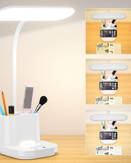 DEEPLITE Desk Lamp,Battery Operated Desk Lamps for Home Office, Rechargeable Desk Study Light for Dorm, 800 Lm, 3 Lighting Modes, CordlessTable Lamp with Pen Holder, Eye-Caring Reading Lamp. - LeafyLoom