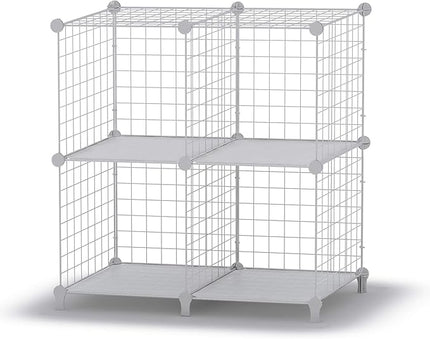 HOMIDEC Wire Cube Storage, Storage Shelves 4 Cube Bookshelf Bookcase Closet Organizer and Storage, Wire Storage Shelves Multi-Use DIY Storage Cube Shelf for Books, Toys, Clothes, Tools - LeafyLoom