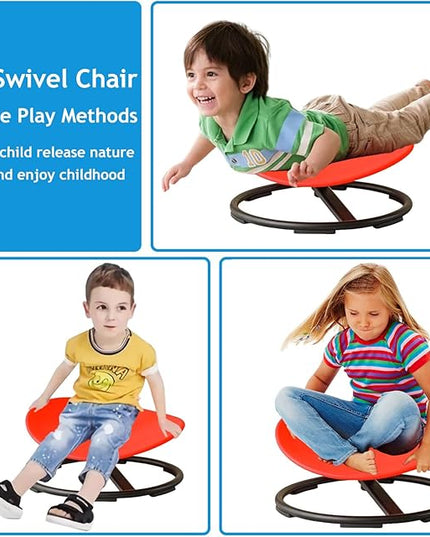 Kids Sensory Chair for Autism Kids Swivel Chair,Kids Sit and Spin Sensory Chair,Sensory Toy Chair,Carousel Spin Sensory Chair for Kids,Metal Base Non-Slip Wobble Chair Sitting Comfortably… - LeafyLoom