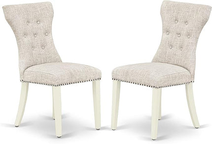 East West Furniture NDGA3-LWH-35 Norden 3 Piece Dinette Set for Small Spaces Contains a Rectangle Dining Table with Dropleaf and 2 Doeskin Fabric Upholstered Chairs, 30x48 Inch, Linen White - LeafyLoom