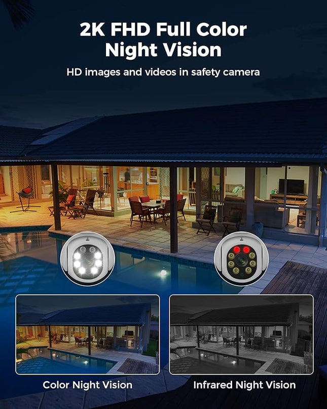 Hiseeu 2Pcs 5MP Security Camera PTZ Wireless Cameras Two Way Vioice Surveillance Camera Full Color Night Vision, IP66 Waterproof 24/7 Record for Outdoor Home Security Compatible Alexa Hiseeu