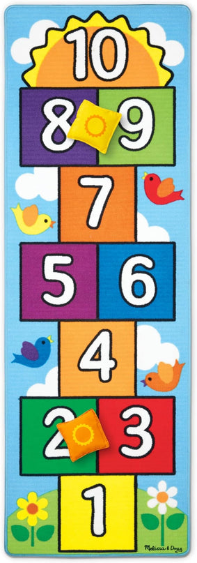Melissa & Doug Hop & Count Hopscotch Rug (Play Space & Room Decor, Skid-Proof Backing, 27” H x 5.5” W x 5.5” L) - Classic Hopscotch Rug For Kids - LeafyLoom