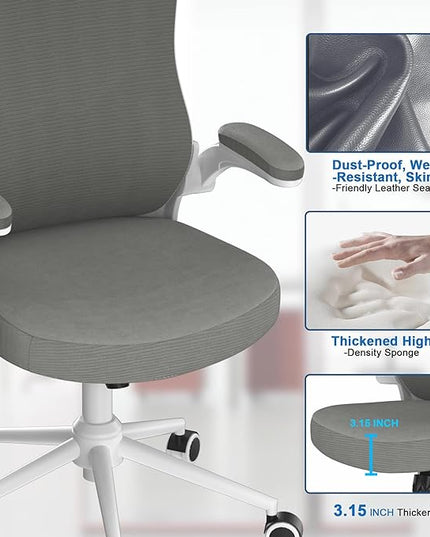 𝑯𝑶𝑴𝑬 𝑶𝑭𝑭𝑰𝑪𝑬 𝑪𝑯𝑨𝑰𝑹, Ergonomic Mesh Desk Chair, High Back Computer Chair- Adjustable Headrest with Flip-Up Arms, Lumbar Support, Swivel Executive Task Chair (Modern, Star Dust) - LeafyLoom