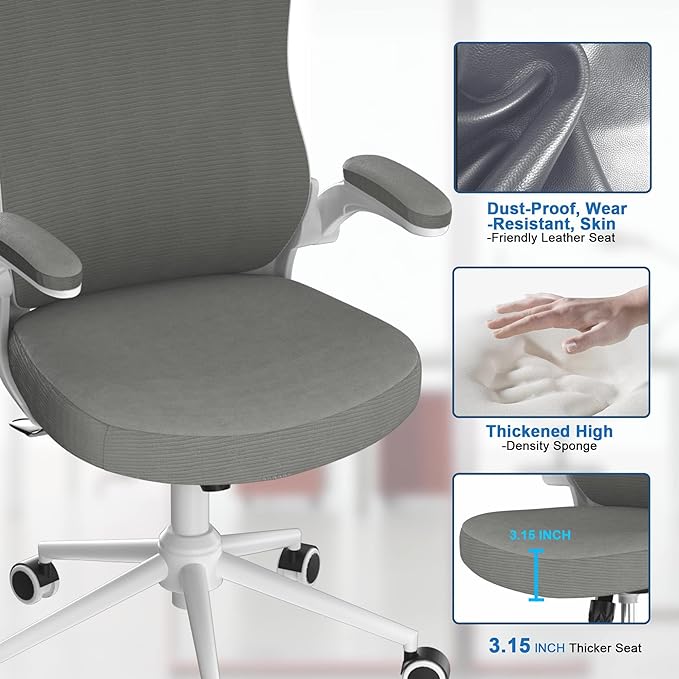 𝑯𝑶𝑴𝑬 𝑶𝑭𝑭𝑰𝑪𝑬 𝑪𝑯𝑨𝑰𝑹, Ergonomic Mesh Desk Chair, High Back Computer Chair- Adjustable Headrest with Flip-Up Arms, Lumbar Support, Swivel Executive Task Chair (Modern, Star Dust) - LeafyLoom