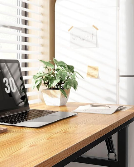 Computer Desk, 61.9 inches Folding Table Home Office Desk for Home Office, Gaming Desk, No Install Needed, Multifunctional Laptop Table - LeafyLoom