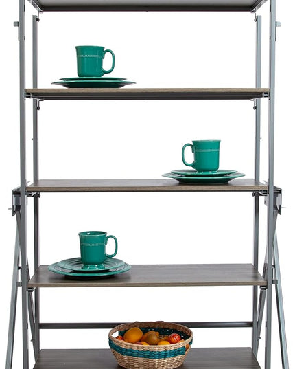 Origami Modern 2 in 1 Shelf to Table Style, Organizer Deco Rack Magically Turn to a Table/Desk in a Second,Fully Assembled, Platinum/Gray US Patent Pending (STT-PLAGRY) - LeafyLoom