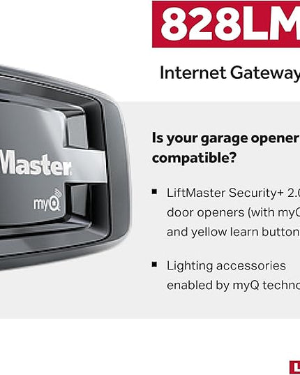 LiftMaster 828LM - Internet Gateway - Only Works with LiftMaster Security+ 2.0 Garage Door Openers - Smart Control for MyQ-Enabled Devices Including Garage Door Openers & Gate Operators LiftMaster
