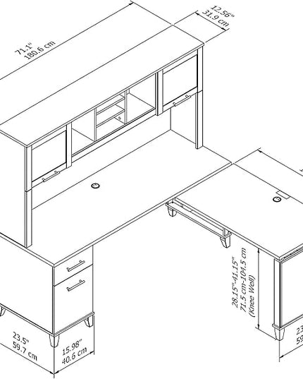 Bush Furniture Somerset 3 Position Sit to Stand L Shaped Desk with Hutch in Maple Cross Ergonomic Height Adjustable Standing Computer/Laptop Table for Home Office - LeafyLoom