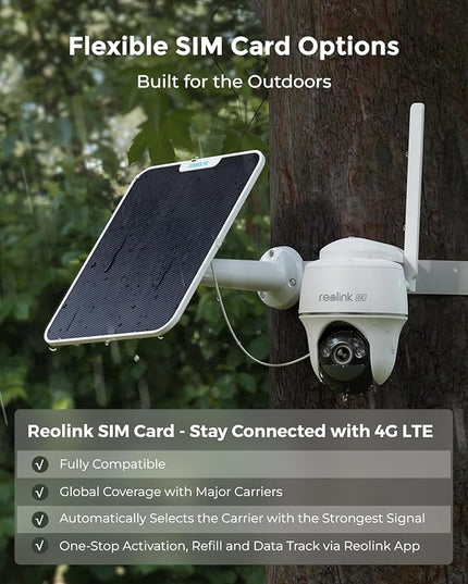 REOLINK 4K LTE Cellular Security Camera Wireless Outdoor, No WiFi, 3G/4G LTE, Solar Powered, SIM Card+32GB SD Card Included, Color Night Vision, Local/Cloud Storage, Go PT Ultra+SP, Updated Version REOLINK