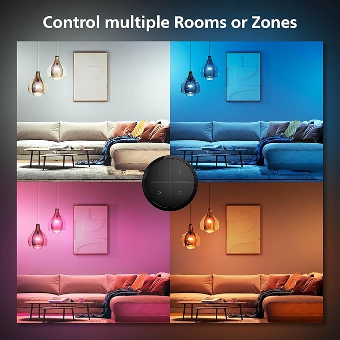 Philips Hue Wall Tap Dial Light Switch, Portable, Black - 1 Pack - Requires Hue Lights and Hue Bridge - Smart Home - Easy, No-Wire Installation PhilipsHue