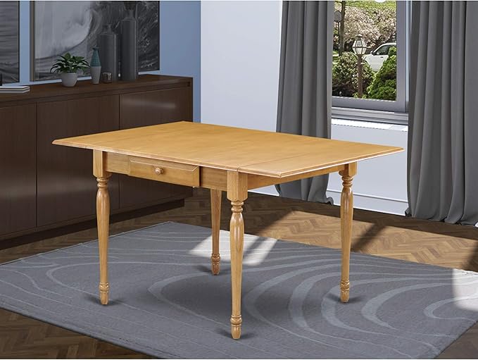 East West Furniture Monza Modern Kitchen Rectangle Dining Table Top with Dropleaf & Stylish Legs, 36x54 Inch, Oak - LeafyLoom