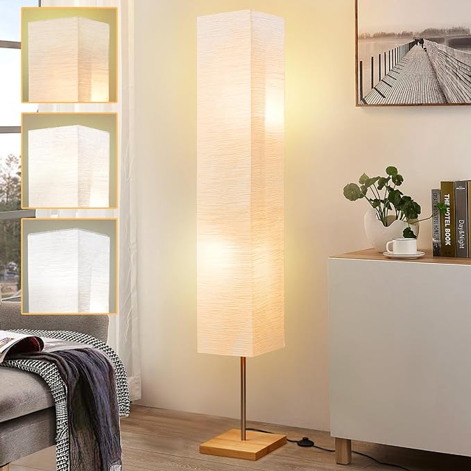 65" Floor Lamp for Living Room, 3 Way Dimmable Led Floor Lamp Column Floor Lamp Standing Lamp Corner Floor Lamp Modern Floor Lamp for Bedroom, Office& Living Room(Bulbs Included) - LeafyLoom