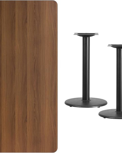 Flash Furniture 30'' x 60'' Rectangular Mahogany Laminate Table Top with 18'' Round Table Height Bases - LeafyLoom