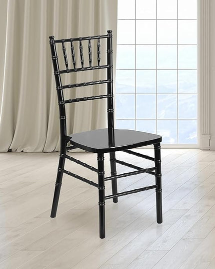 Flash Furniture HERCULES Series Black Wood Chiavari Chair - LeafyLoom
