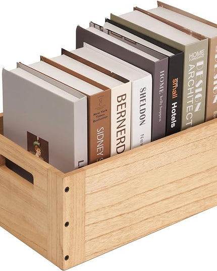 KIRIGEN Stackable Wood Storage Cube /Basket/ Bins Organizer for Home Books Clothes Toy - Modular Open Cubby Storage System - Office Bookcase shelves C15-NA - LeafyLoom