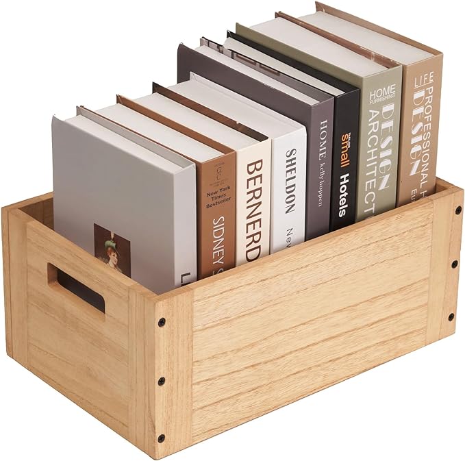 KIRIGEN Stackable Wood Storage Cube /Basket/ Bins Organizer for Home Books Clothes Toy - Modular Open Cubby Storage System - Office Bookcase shelves C15-NA - LeafyLoom