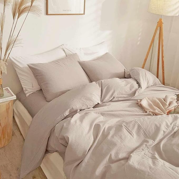 ETDIFFE Khaki King Size Comforter, 3 Piece Boho Soft Light Khaki Modern Bedding Set, Lightweight All Season Microfiber Down Alternative Bed Comforter with 2 Pillow Shams for Women Men - LeafyLoom