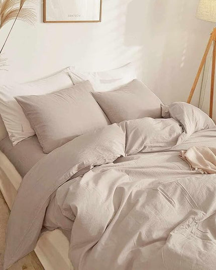 ETDIFFE Khaki Queen Size Comforter, 3 Piece Boho Soft Light Khaki Modern Bedding Set, Lightweight All Season Microfiber Down Alternative Bed Comforter with 2 Pillow Shams for Women Men - LeafyLoom