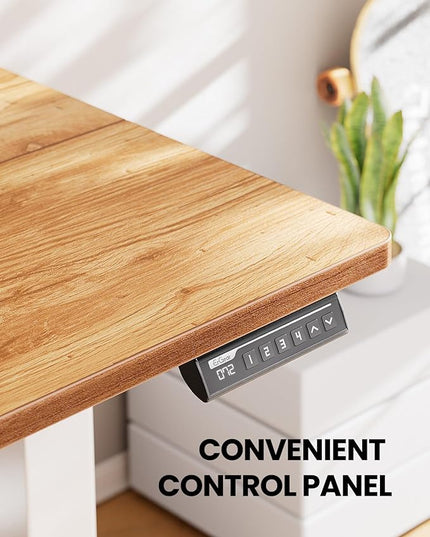 ErGear Height Adjustable Electric Standing Desk, 44 x 24 Inches Small Sit Stand up Desk, Memory Computer Home Office Desk (Light Vintage Brown) - LeafyLoom