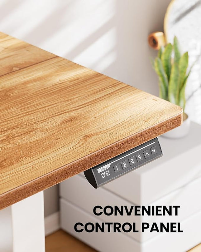 ErGear Height Adjustable Electric Standing Desk, 44 x 24 Inches Small Sit Stand up Desk, Memory Computer Home Office Desk (Light Vintage Brown) - LeafyLoom