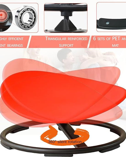 Autism Kids Swivel Chair,Sensory Spinning Chair for Kids,Toddler Spinner seat Carousel Spin Sensory Chair for Kids,Training Body Coordination,Metal Base Non Slip Safer (Red) - LeafyLoom