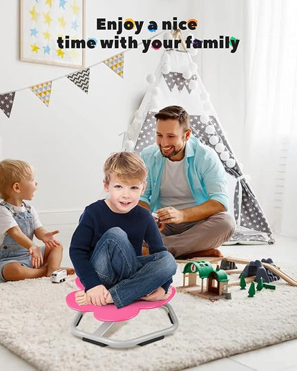 Sensory Toys Kids Swivel Chair, Autism Kids Swivel Chair, Petal Sit and Spin Seat Balance Chair Indoor for Child Age 3+, Regulating Toddler’s Body Balance, Metal Base Non-Slip Rose Red - LeafyLoom