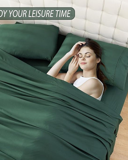 Full Sheet Set - 4 Piece Soft Breathable Bed Sheets for Full Size Bed, Extra Deep Pocket Lxuury Brushed Sheets, Cooling Hotel Bedding Sheets and Pillowcases, Wrinkle Free Oeko-Tex Sheets - LeafyLoom