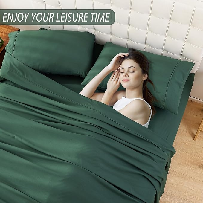 Full Sheet Set - 4 Piece Soft Breathable Bed Sheets for Full Size Bed, Extra Deep Pocket Lxuury Brushed Sheets, Cooling Hotel Bedding Sheets and Pillowcases, Wrinkle Free Oeko-Tex Sheets - LeafyLoom