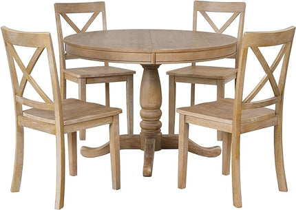 Merax 5 Pieces Dining Table Set,Retro Style Chairs with Solid Legs for Kitchen Diningroom, Natural Wood Wash - LeafyLoom