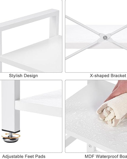 BEWISHOME 3 Tier Bookshelf, White Small Bookshelf for Small Spaces, Short Wooden Storage Bookcase with Metal Frame for Bedroom Living Room and Home Office JCJ62W - LeafyLoom