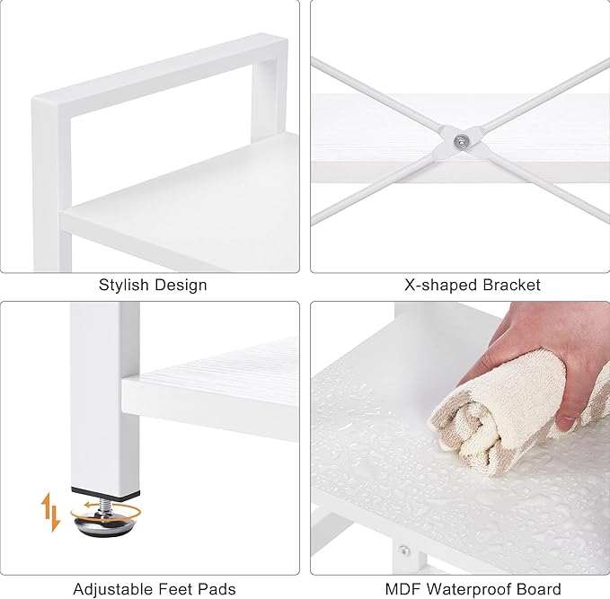 BEWISHOME 3 Tier Bookshelf, White Small Bookshelf for Small Spaces, Short Wooden Storage Bookcase with Metal Frame for Bedroom Living Room and Home Office JCJ62W - LeafyLoom