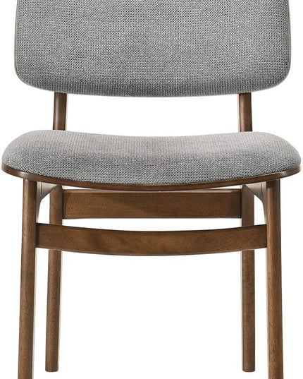 Armen Living Lima Wood Dining Accent Chairs Finish Fabric-Set of 2, 20" Wide, 22"D x 20"W x 31.5"H, Walnut/Grey - LeafyLoom