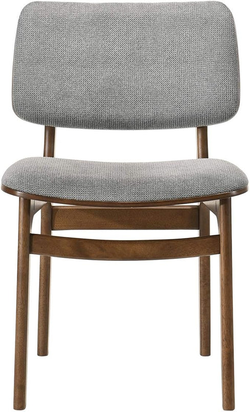 Armen Living Lima Wood Dining Accent Chairs Finish Fabric-Set of 2, 20" Wide, 22"D x 20"W x 31.5"H, Walnut/Grey - LeafyLoom