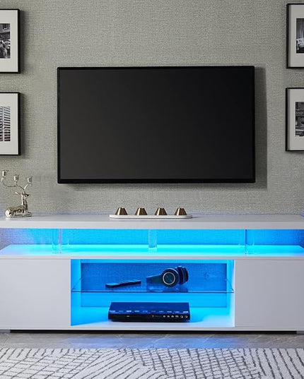 NicBex TV Stand for 70 Inch TV LED Gaming Entertainment Center Media Storage Console Table with Large Sliding Drawer & Side Cabinet for Living Room,Bedroom,63 Inch,White - LeafyLoom