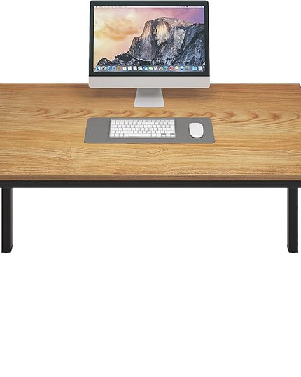 sogesfurniture Modern Simple Style Home Office Gaming Desk, 47.2 inches Office Desk Computer Desk Gaming Desk Computer Table Sturdy Writing Workstation for Home Office, Teak+Black - LeafyLoom