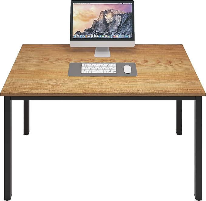 sogesfurniture Modern Simple Style Home Office Gaming Desk, 47.2 inches Office Desk Computer Desk Gaming Desk Computer Table Sturdy Writing Workstation for Home Office, Teak+Black - LeafyLoom