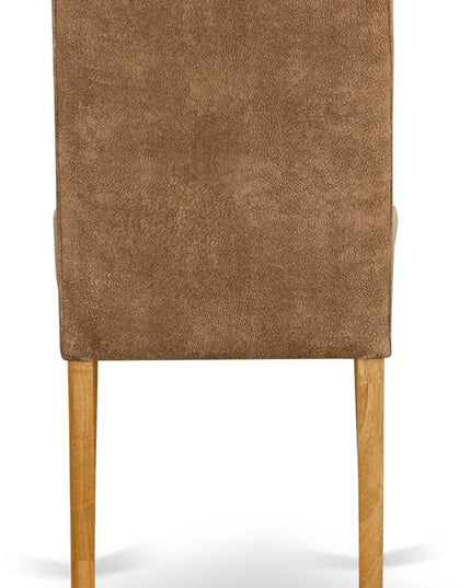 East West Furniture ANAS3-OAK-28 Antique 3 Piece Modern Set consists Room Table and 2 Brown Textured Faux Leather Upholstered Dining Chairs, Oak, 36x36 Inch - LeafyLoom