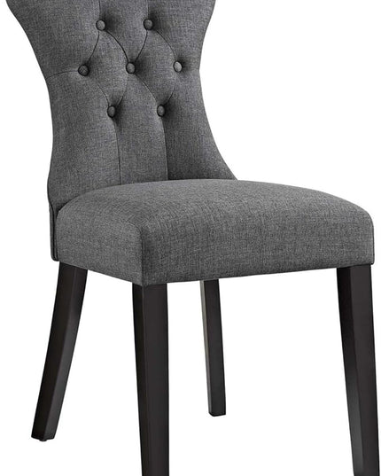 Modway Silhouette Modern Tufted Upholstered Fabric Parsons Four Dining Chairs in Gray - LeafyLoom