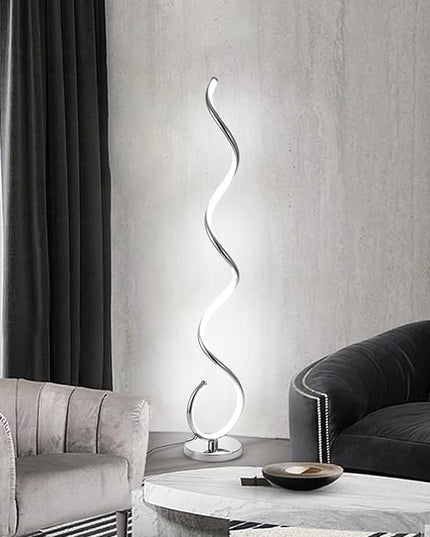 Spiral LED Floor Lamp for Living Room,40W Modern Floor Lamps with Remote Control, 3 Colors Stepless Dimmable Floor Standing Lamp Reading Corner Floor Tall Lamp for Bedroom Office - Chrome - LeafyLoom