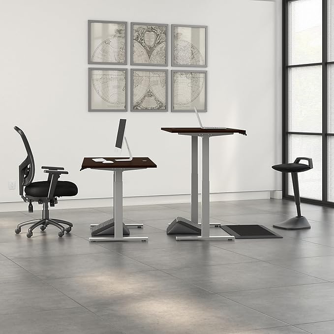 Bush Business Furniture Move 60 Series Electric Ergonomic Sit-Stand Computer Table for Home and Professional Office, 60W x 30D, Mocha Cherry - LeafyLoom