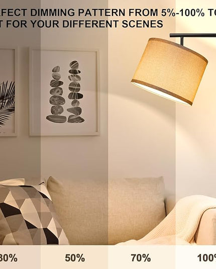 Dimmable Floor Lamp, 4-Color Temperature Modern Standing Lamp with Remote Control & Gray Shade, Tall Pole Floor Lamp for Living Room, Bedroom, Study Room, Office (LED Bulb Included) - Black - LeafyLoom